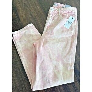 GUESS Women's High-Rise Mom Jeans Straight leg Durazno Acid Wash Peach Orange 29